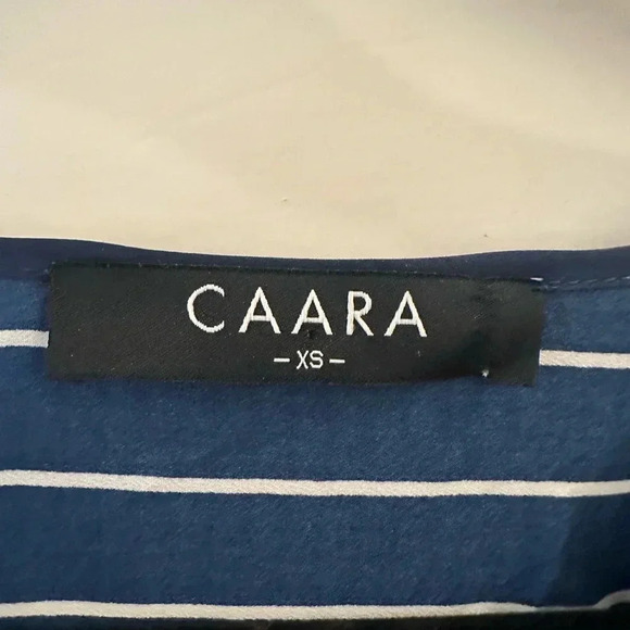 Casual Chic CAARA Navy White Stripe Midi DressPockets XS - Picture 9 of 11
